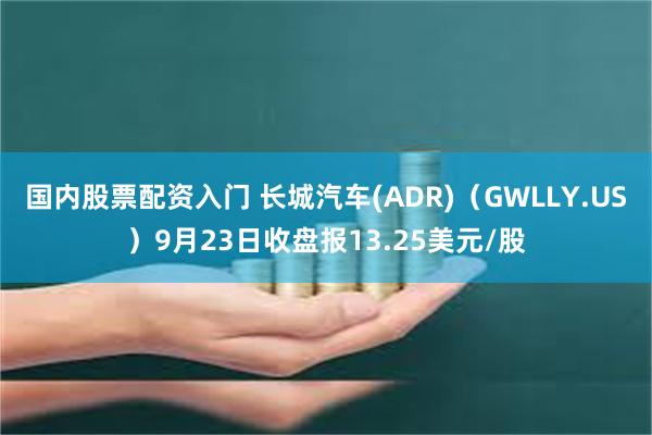 国内股票配资入门 长城汽车(ADR)（GWLLY.US）9月23日收盘报13.25美元/股